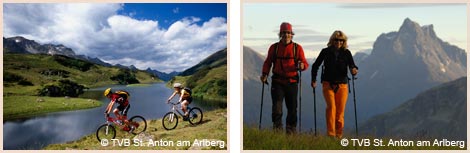 Mountainbilen und Wandern im Sommer in St. Anton am Arlberg in Tirol