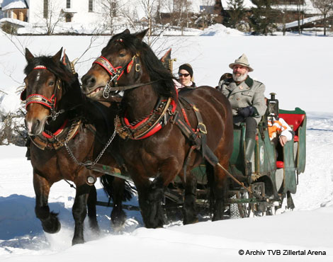 Winter-Urlaub, Kutschenfahrt mit Pferden in Zell-Gerlos, Zillertal Arena